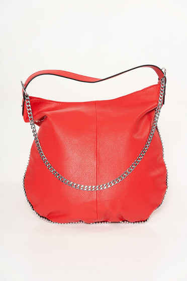 Geanta dama rosie casual din piele ecologica accesorizata cu lant metalic