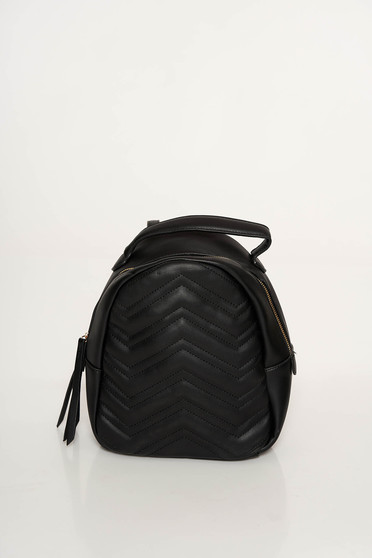 Rucsac negru casual din piele ecologica cu ciucuri