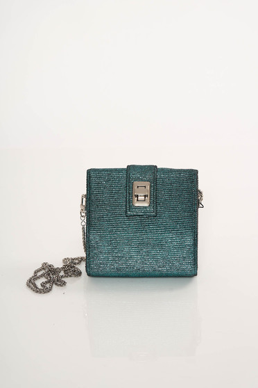 Geanta dama Top Secret verde de party cu maner lung tip lantisor