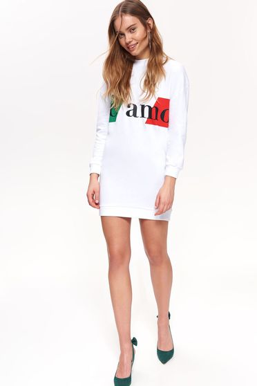 Bluza dama Top Secret alba de zi cu croi larg din bumbac usor elastic