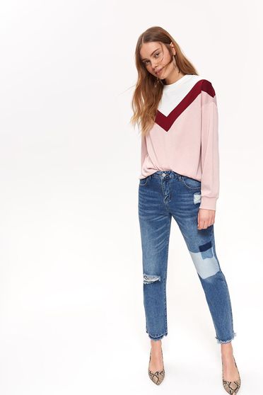 Blugi Top Secret albastri casual cu talie medie cu un croi drept