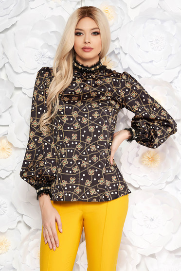 Bluza dama LaDonna neagra eleganta cu maneci lungi cu croi larg