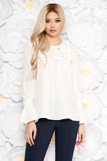 Bluza dama alba LaDonna cu maneci clopot cu croi larg