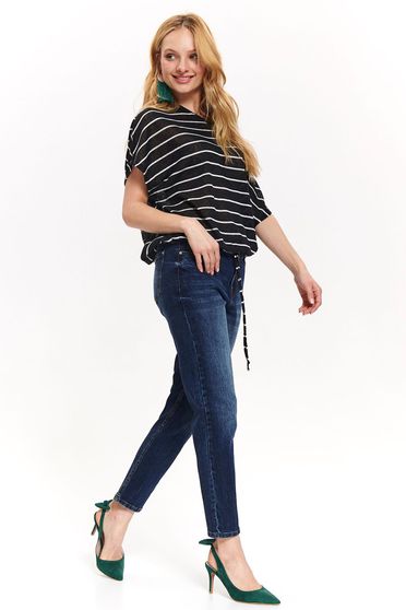 Blugi Top Secret albastri skinny cu talie medie din bumbac usor elastic