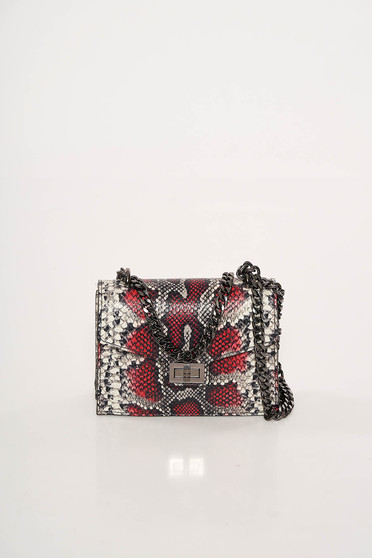 Geanta dama rosie din piele naturala cu animal print cu maner lung tip lantisor