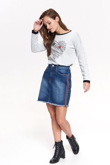 Fusta Top Secret albastra din denim cu talie medie cu un croi drept
