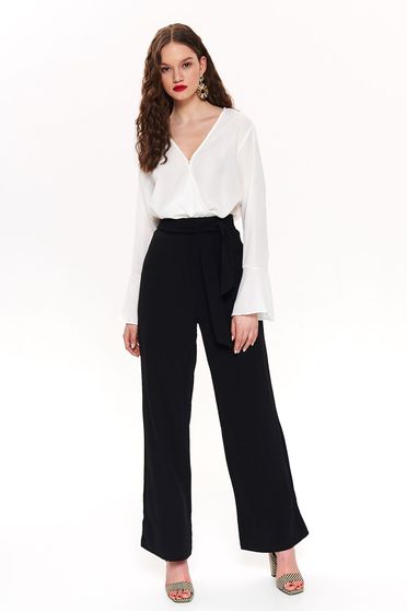 Bluza dama Top Secret alba eleganta cu croi larg cu decolteu in v cu maneci clopot