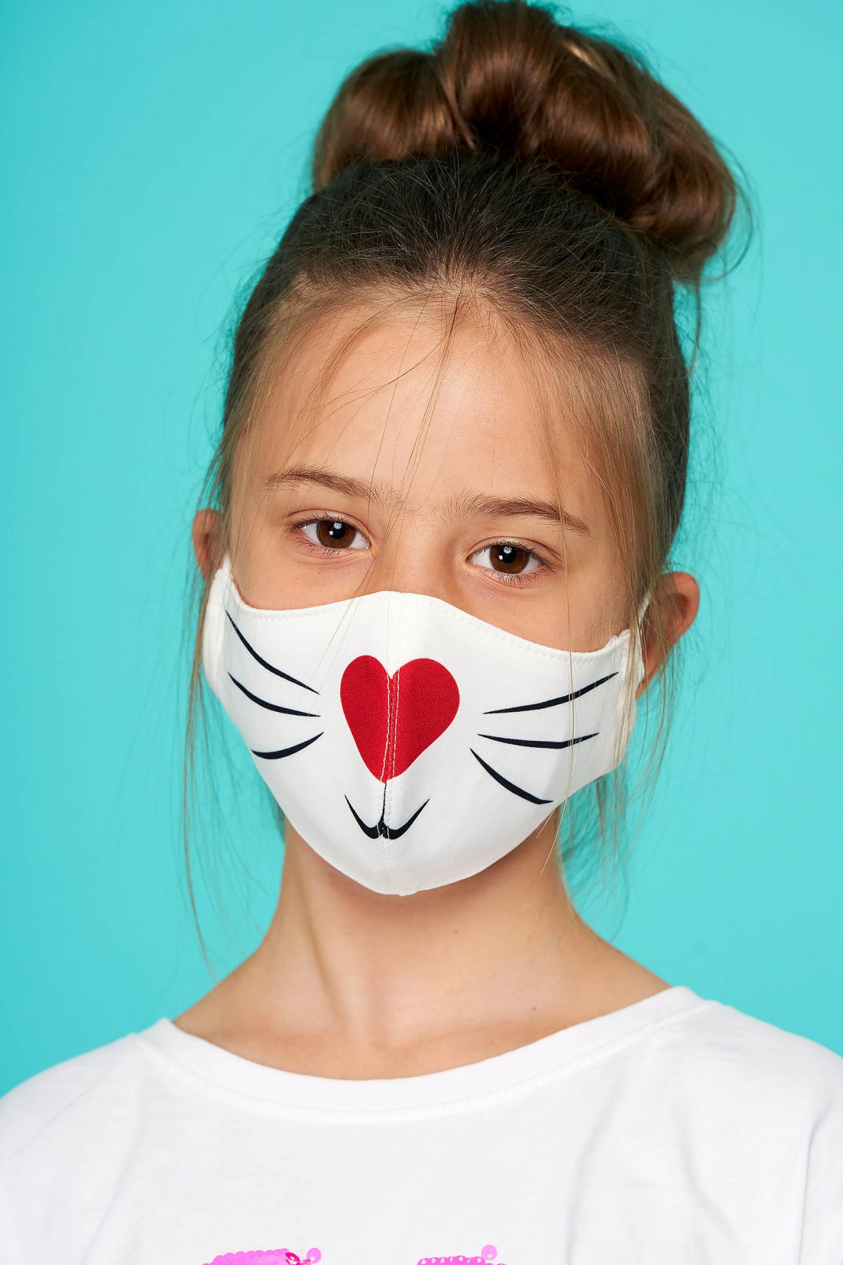 Masca de protectie pentru copii rosie StarShinerS din material textil