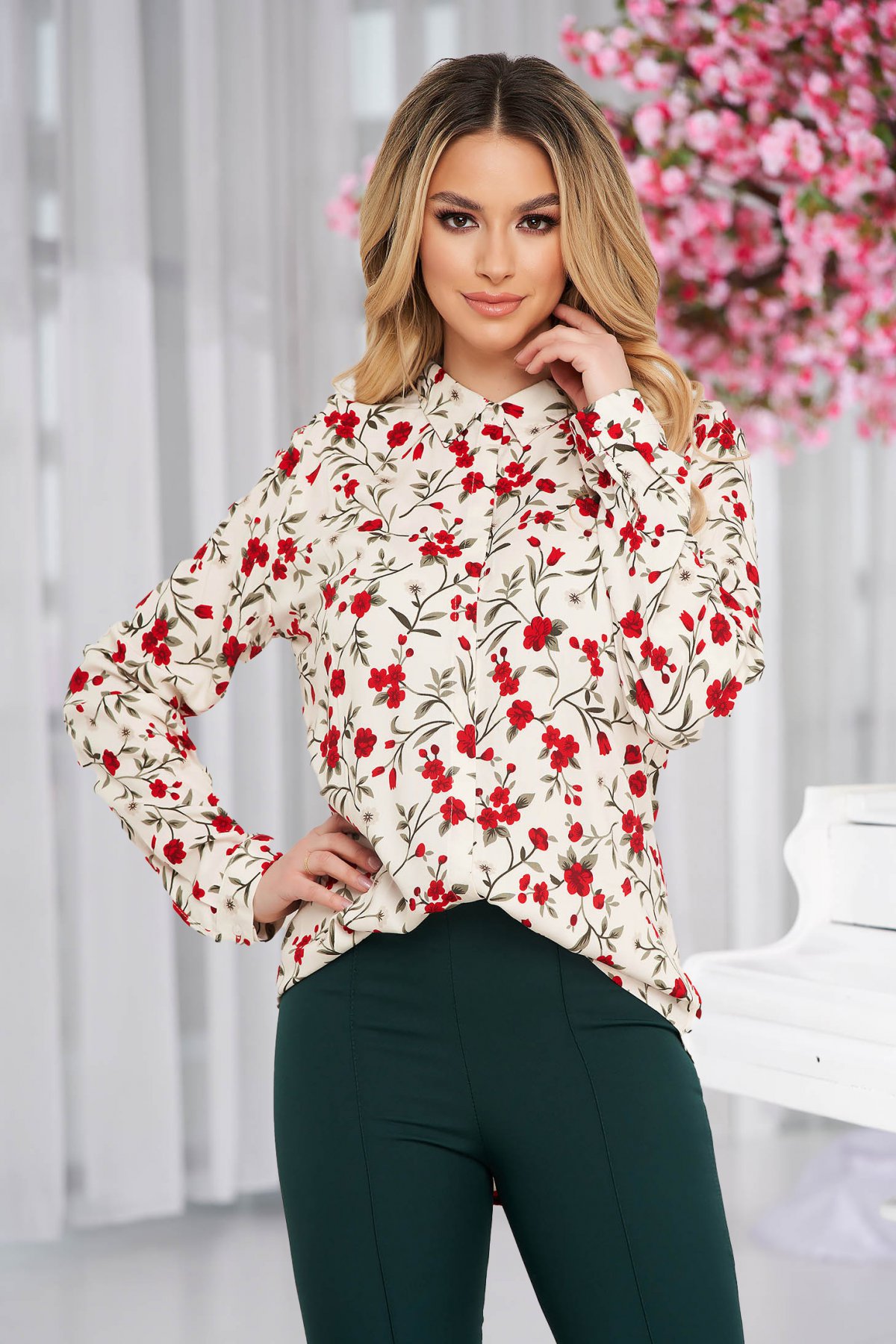 Bluza dama SunShine cu croi larg din bumbac cu imprimeu floral 2022 ❤️ Pret Super starshiners imagine noua 2022