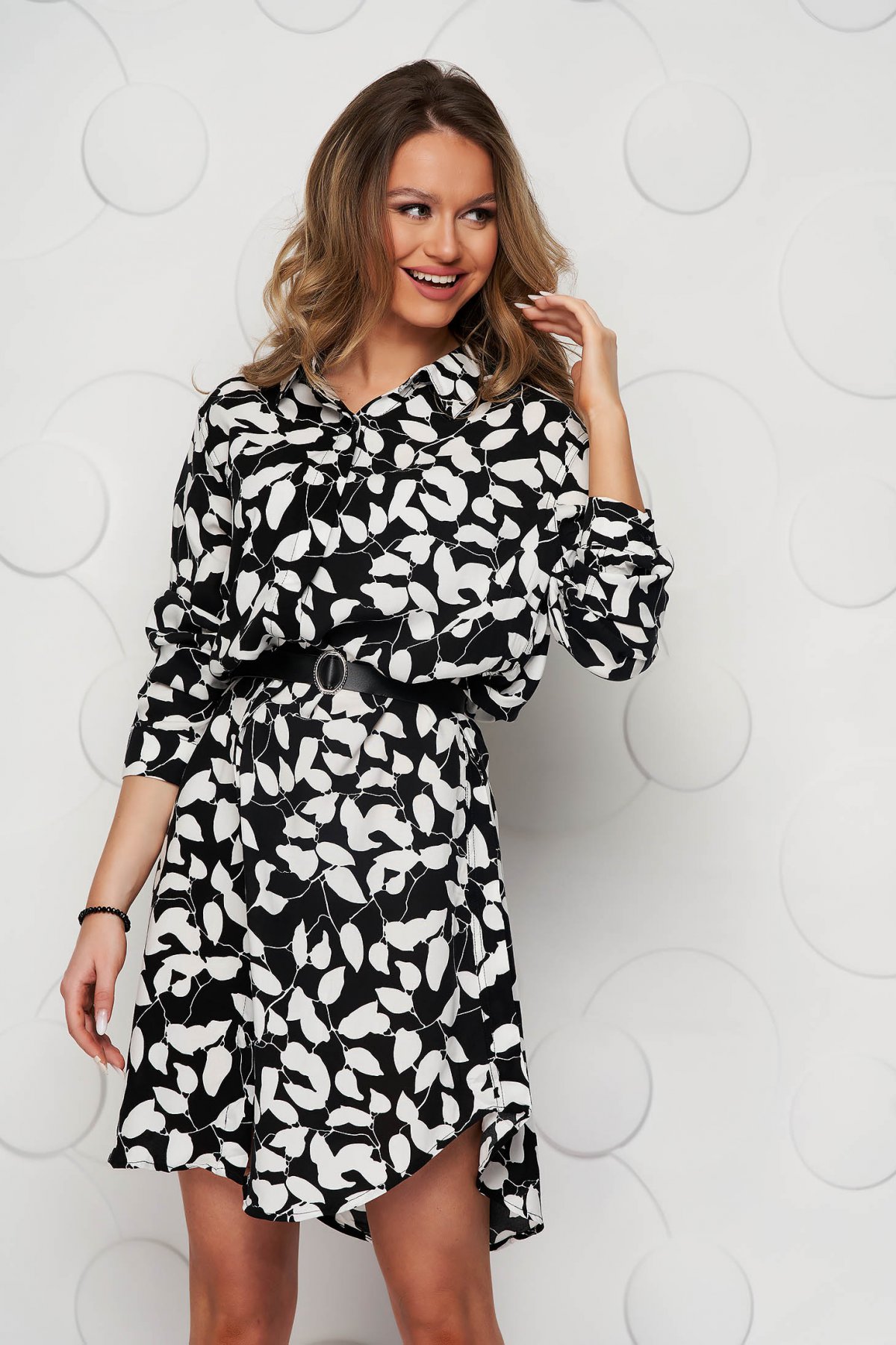 Rochie SunShine din bumbac cu curea din imitatie de piele