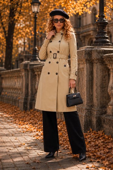 Ținută damă - trench, blugi, bluza